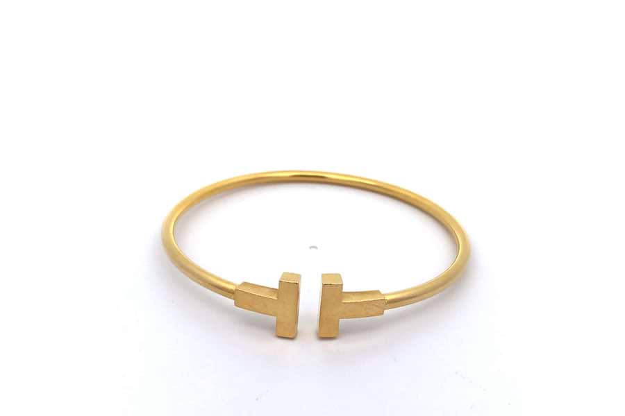 ティファニー ナロー ワイヤー ブレスレット Au750 内径約15.0㎝